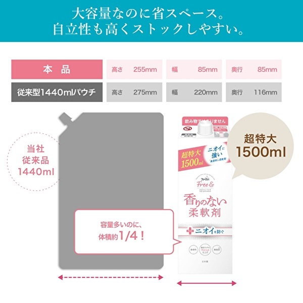 ファーファ　フリー＆（フリーアンド） 超コンパクト液体洗剤 無香料　エコパック　詰め替え 1500g