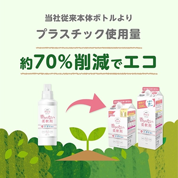 送料無料　ファーファ　フリー＆（フリーアンド）　濃縮柔軟剤　無香料　エコパック　詰替　900ml×5個