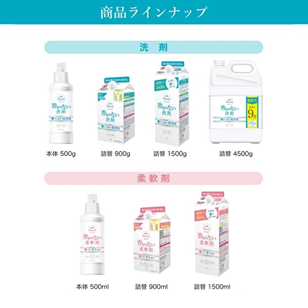 ファーファ　フリー＆（フリーアンド）　濃縮柔軟剤　無香料　本体＋エコパック詰替　900ml×4個セット