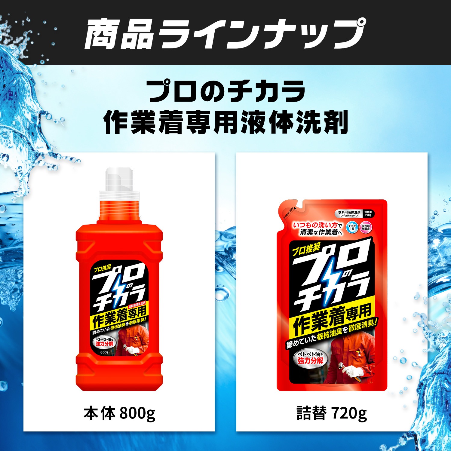 プロのチカラ 作業着専用液体洗剤　800g　本体 622054A