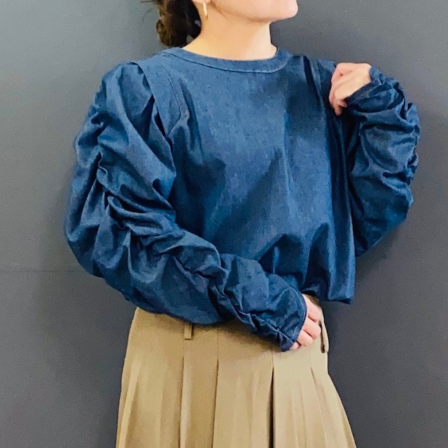 長袖 スリーブコンシャス ソフトデニム フリーサイズ 2024AW　新作　秋冬