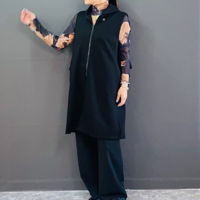 バックフリル ロング ジレ ベスト フリーサイズ 2024AW　新作　秋冬