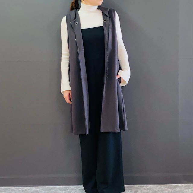 バックフリル ロング ジレ ベスト フリーサイズ 2024AW　新作　秋冬