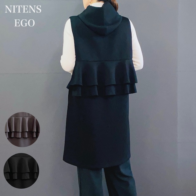 バックフリル ロング ジレ ベスト フリーサイズ 2024AW　新作　秋冬