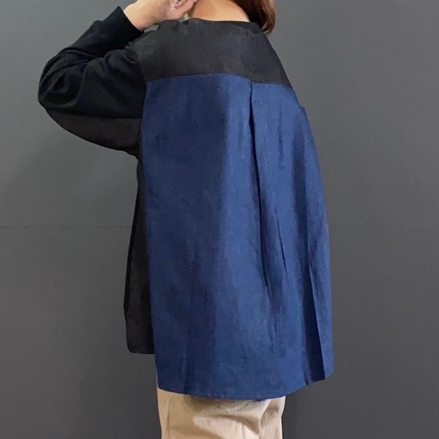 異素材デニム切替プルオーバー  2024AW　新作　秋冬