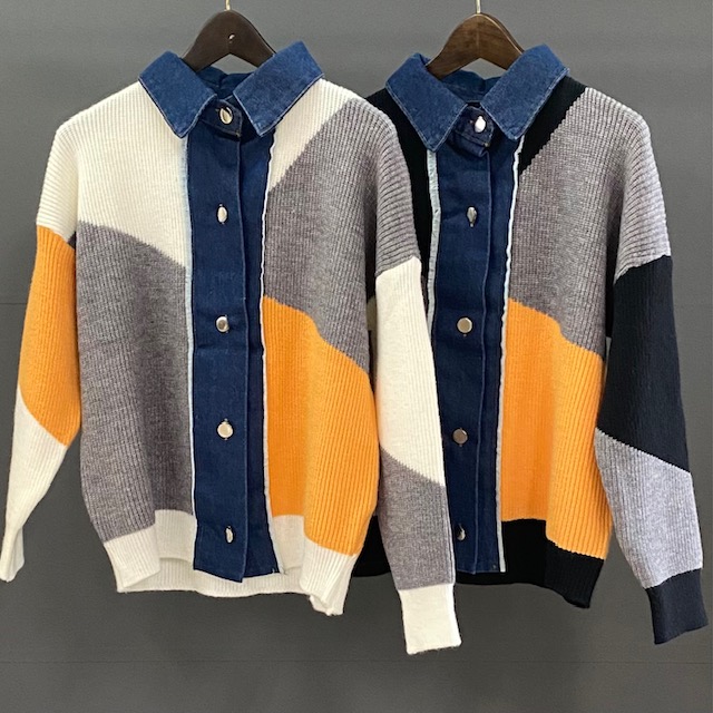 デニム 切替 ニット ジャケット  2024AW　新作　秋冬