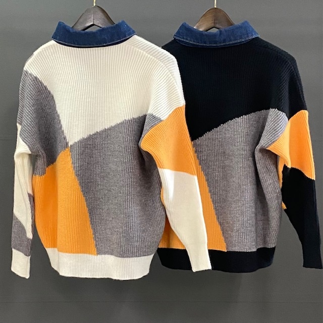 デニム 切替 ニット ジャケット  2024AW　新作　秋冬