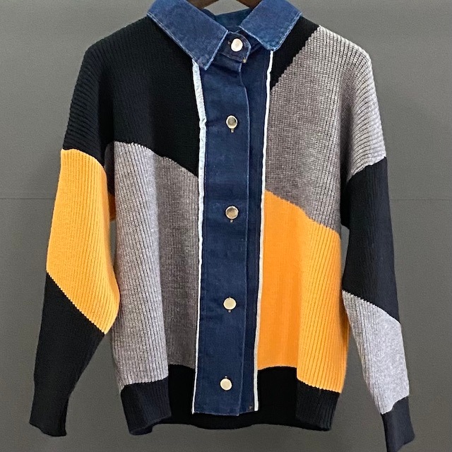 デニム 切替 ニット ジャケット  2024AW　新作　秋冬
