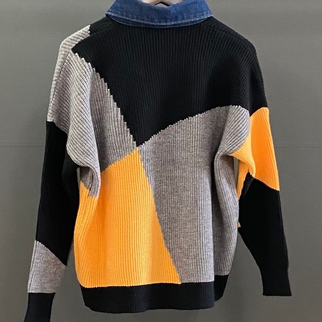 デニム 切替 ニット ジャケット  2024AW　新作　秋冬