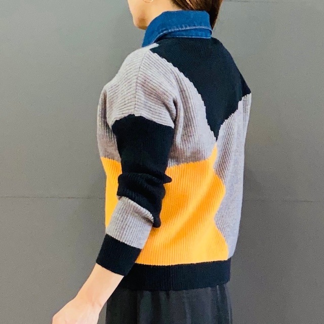 デニム 切替 ニット ジャケット 2024AW 新作 秋冬／レディース