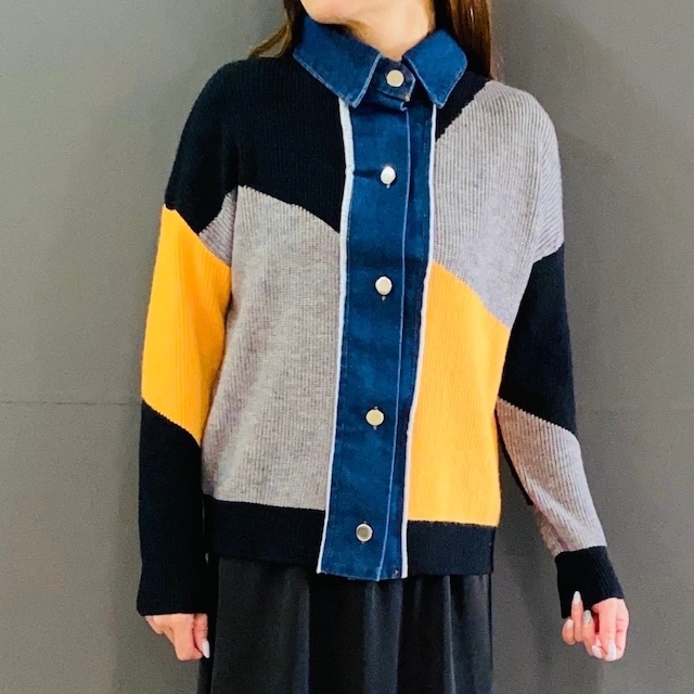 デニム 切替 ニット ジャケット  2024AW　新作　秋冬