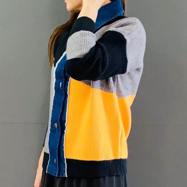 デニム 切替 ニット ジャケット 2024AW 新作 秋冬／レディース