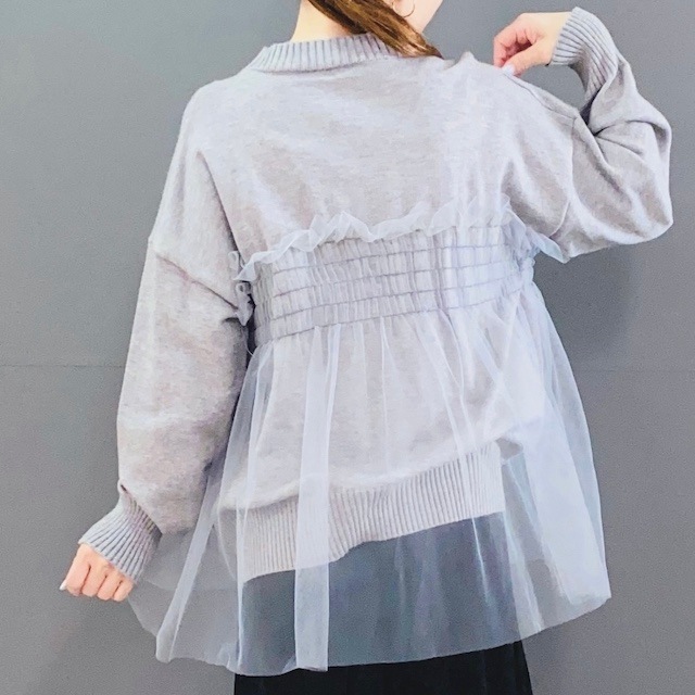 チュール ドッキング ニット トップス  2024AW　新作　秋冬