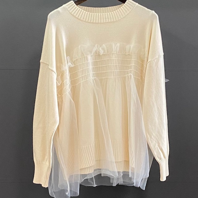チュール ドッキング ニット トップス  2024AW　新作　秋冬