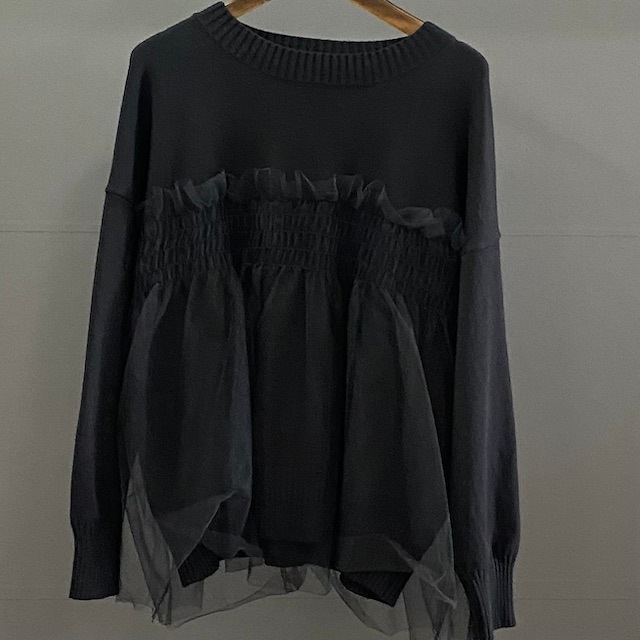 チュール ドッキング ニット トップス  2024AW　新作　秋冬