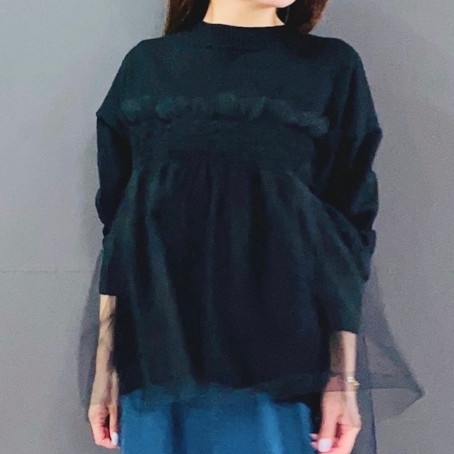 チュール ドッキング ニット トップス  2024AW　新作　秋冬