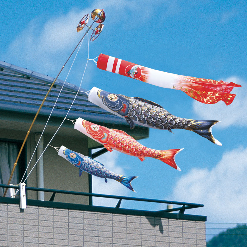 ベランダ　鯉のぼりセット 4匹 金具・ポール付き ベランダ 鯉のぼりセット 4匹 金具・ポール付き ベランダ