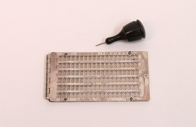 6行×19マス小型点字器　真鍮製(仲村製) 【非課税品】