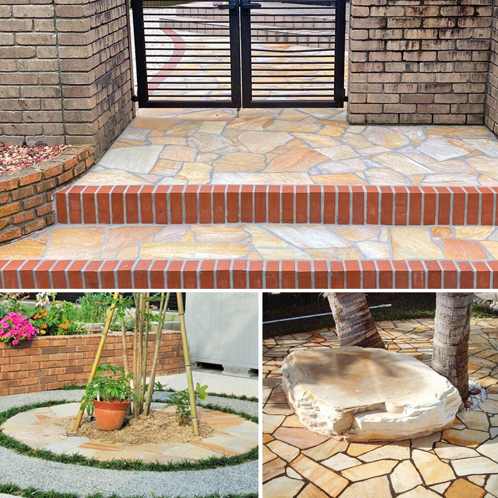 ［約0.5平米分］ 乱形石 アルビノイエロー 薄手 厚み約7～13mm