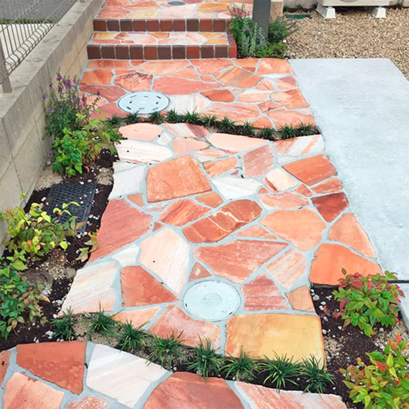 ［約1平米分］　乱形石　アルビノピンク　厚み10～30mm