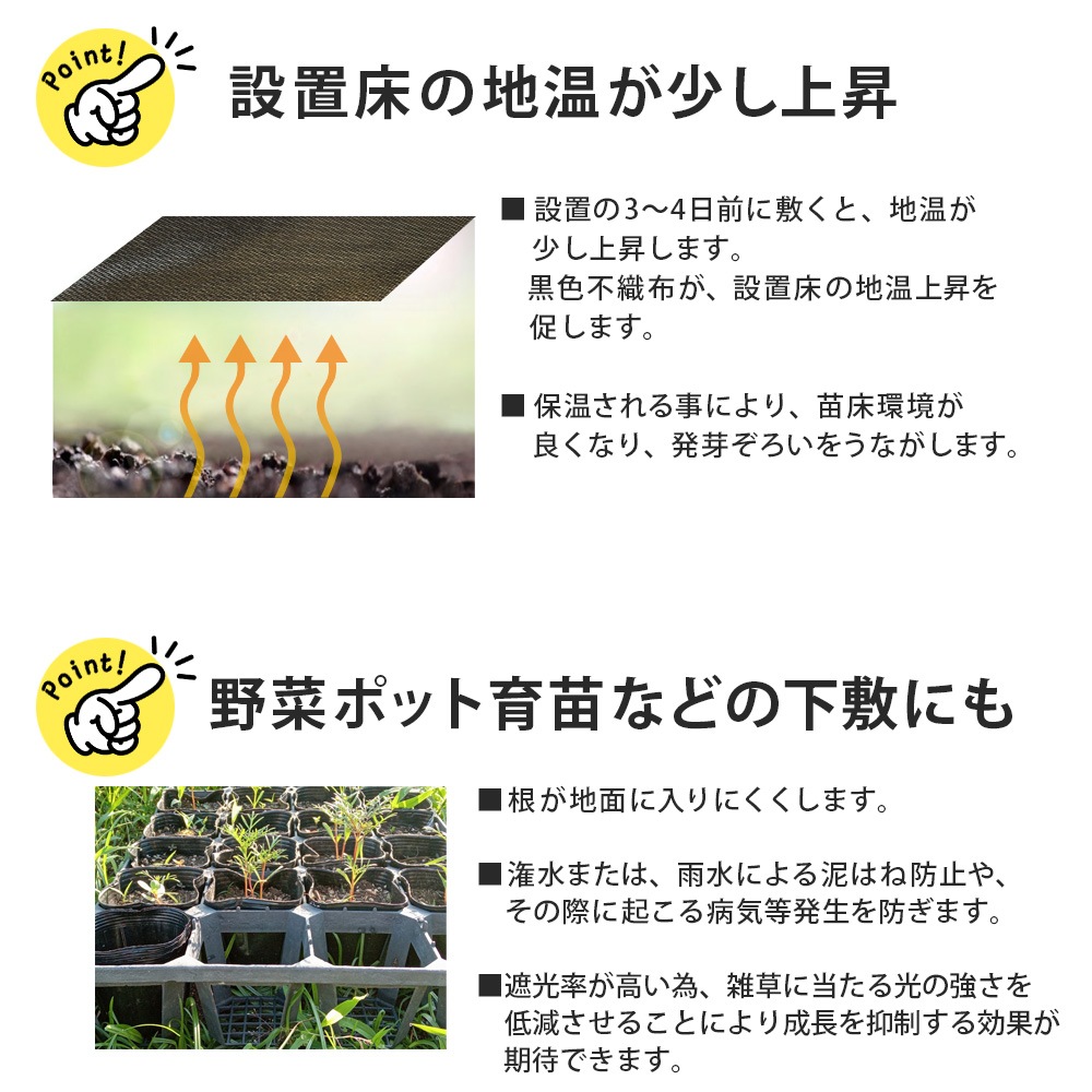 [1m×50m] ハーベスシート100 1m×50m ブラック 水稲育苗 栽培 下敷きシート 不織布 NITTOSEKKO