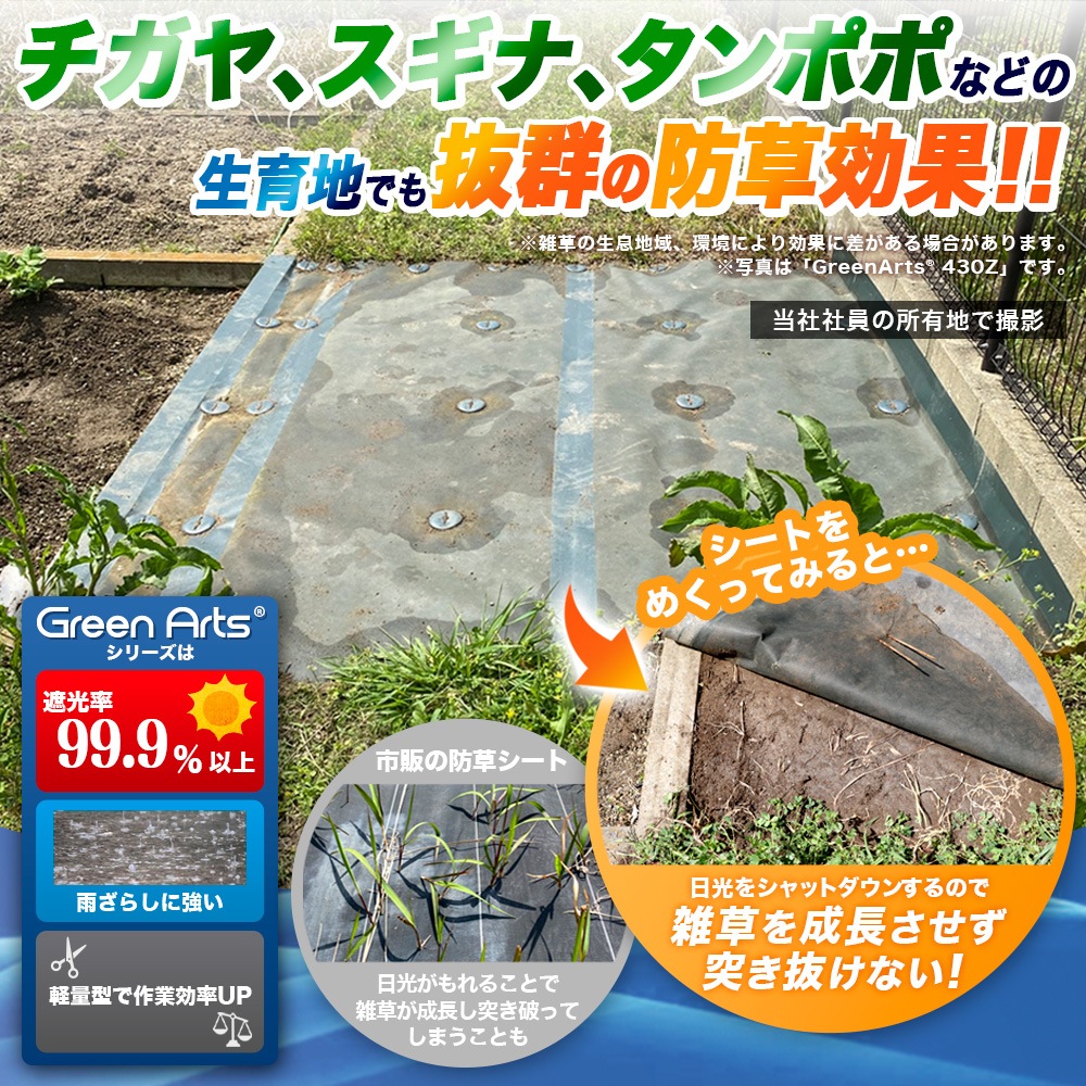 個人宅配送OK[1m×50m] GreenArts(R) 430JP/BK 防草シート 国産 NITTOSEKKO