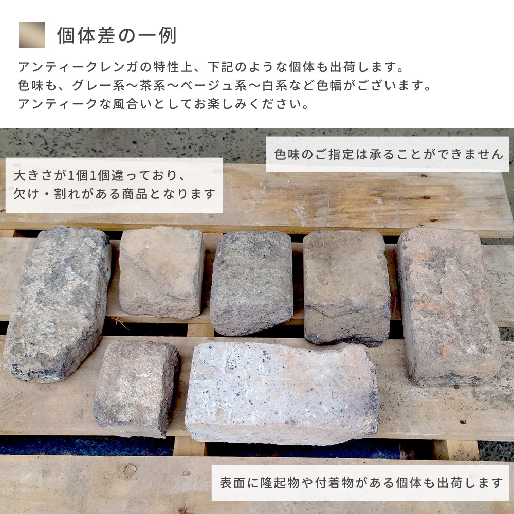 ［厚み6.5cm 割れ］ネロハーフ 約1平米  アンティークレンガ  NITTOSEKKO