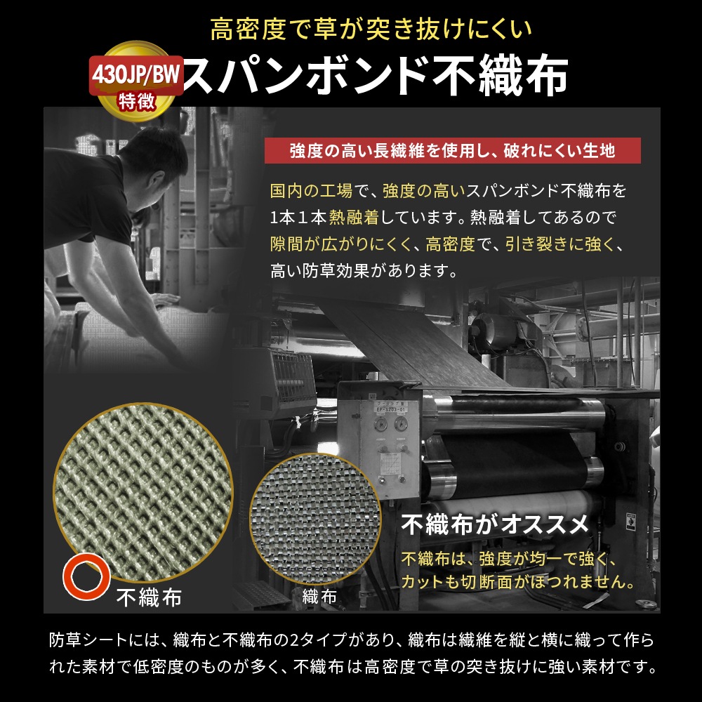 個人宅配送OK[1m×50m] GreenArts 430JP/BW 防草シート NITTOSEKKO