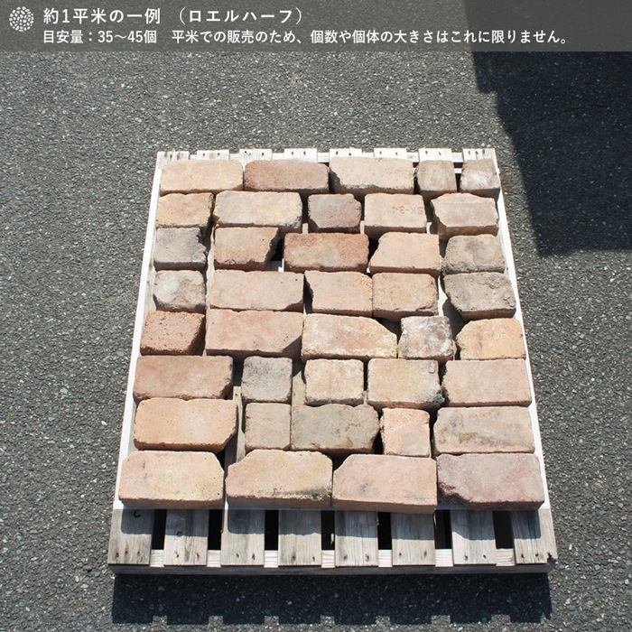 ［厚み6.5cm 割れ］ロエルハーフ 約1平米  アンティークレンガ  NITTOSEKKO