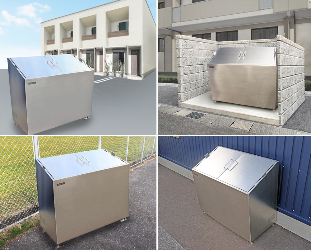 個人宅配送OK［DBK1200-S] GreenArts ゴミストッカー ステンレス/シルバー 観音開き 完成品 NITTOSEKKO