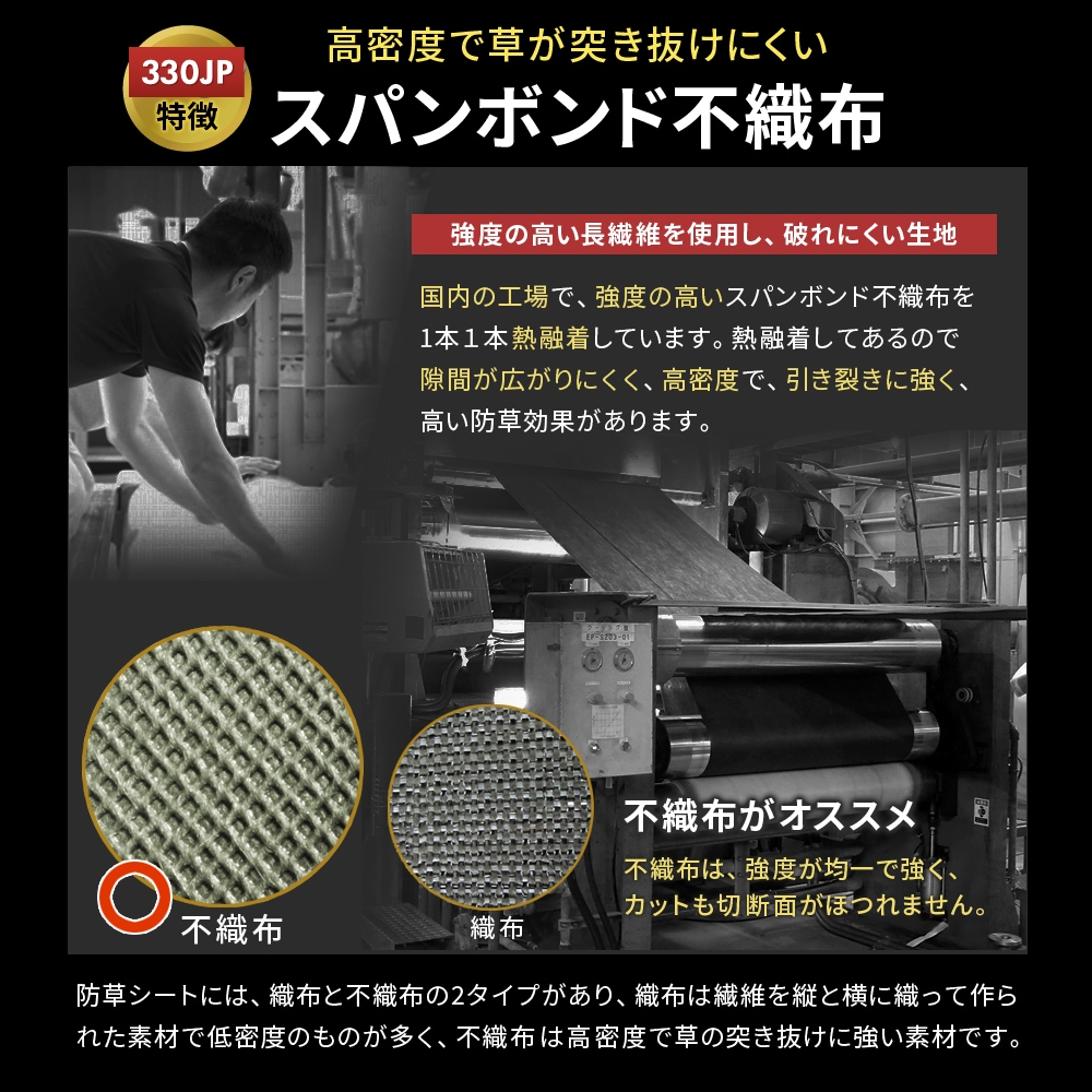 個人宅配送OK[1m×50m] GreenArts(R) 330JP 国産 防草シート NITTOSEKKO