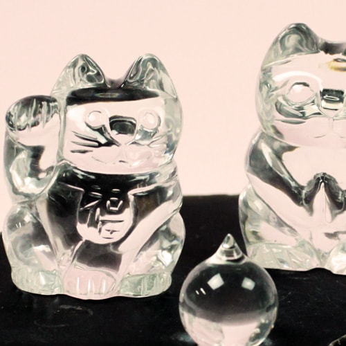 天然水晶 招き猫 10点セット 〔5337〕：特別室- | クリスタル