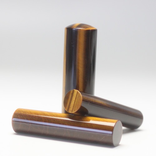 宝石印鑑 タイガーアイ（虎目石） 18mm 〔1738E〕：宝石印鑑（タイガー