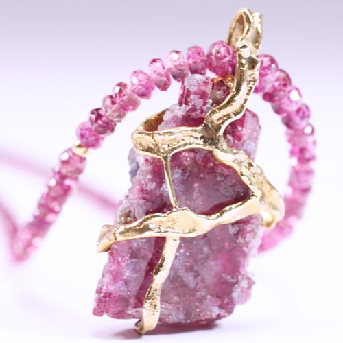 Ｋ１８ 天然水晶とトルマリンのペンダント K18 天然水晶とトルマリンのペンダント