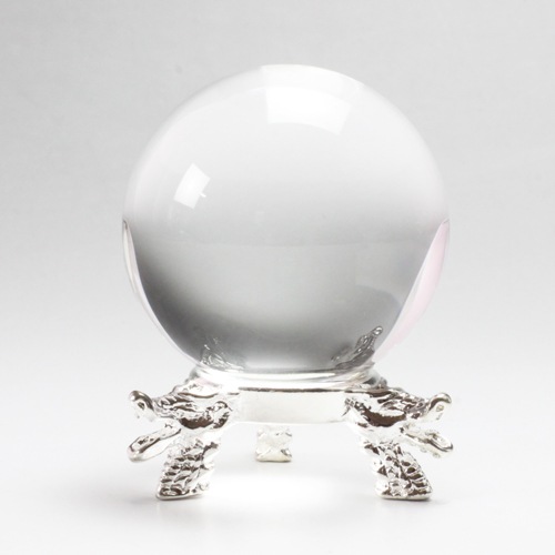 天然水晶玉アンティーク台座付き 30mm シンプル 天然石クリスタル 袋