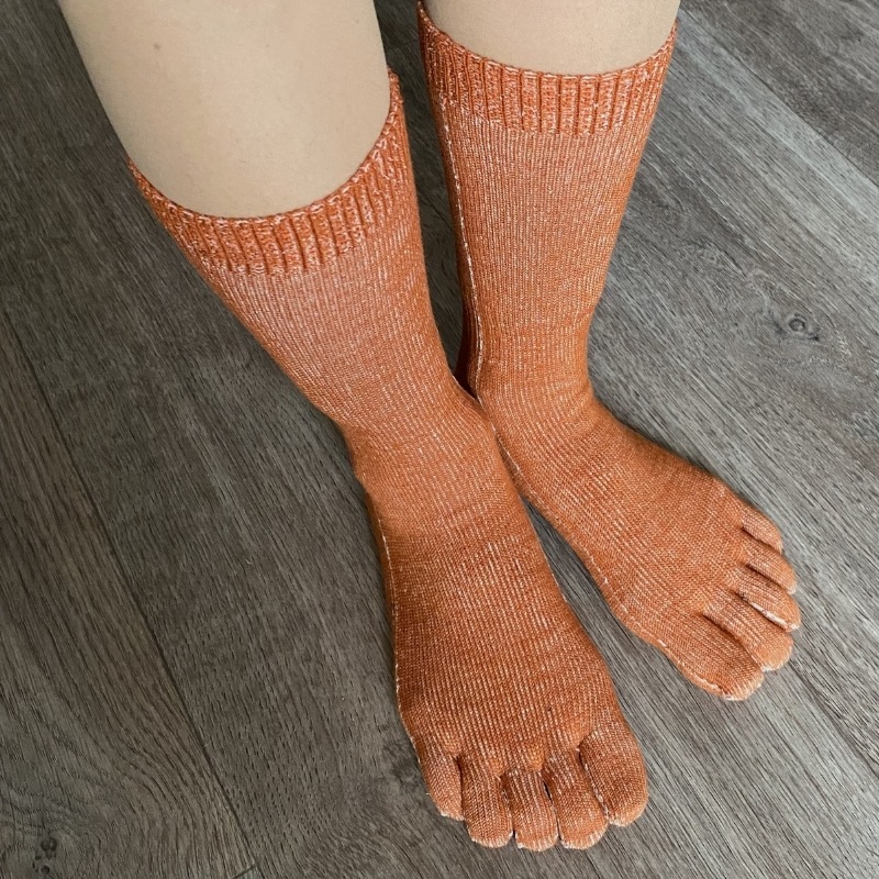 五本指ソックス ミドル レディース 綿混 履き口 痛くない 吸水速乾 抗菌防臭