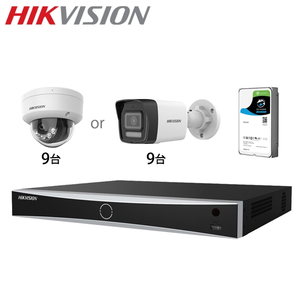 [HIKVISION] [IP-6M] スマートハイブリッドライト 知能型AI侵入検知 防犯カメラ 9～16台 HDD 1T装着 DS-7616NI-I2/16P/DS-2CD1163G2-LIU/DS-2CD1063G2-LIU/HDD 1T