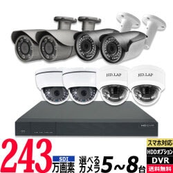 防犯カメラセット 屋内屋外 HIKVISION(ハイクビジョン) アナログ  5～8台セット 243万画素 SDI レコーダーHDD別 8chDVR スマホ監視 SDI-SET-8CH-TS