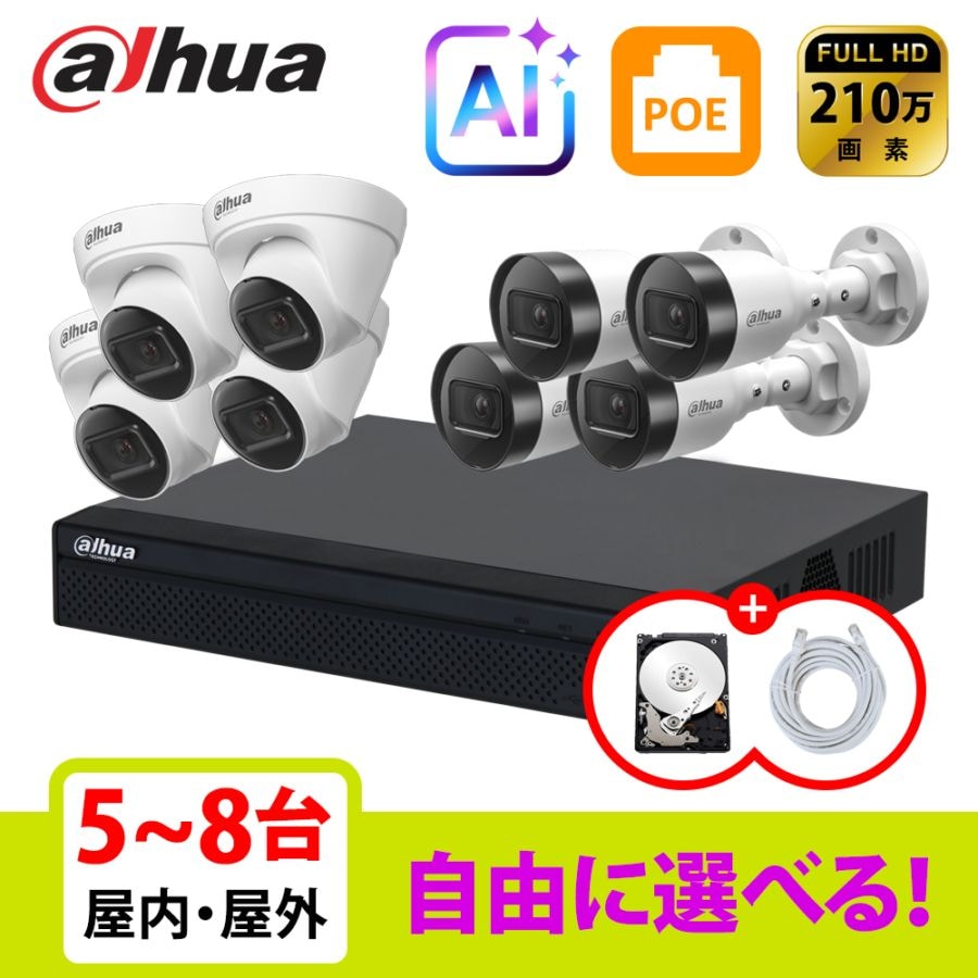 防犯カメラセット,カメラ5～8台セット (8ch録画機) | No.1 CCTV