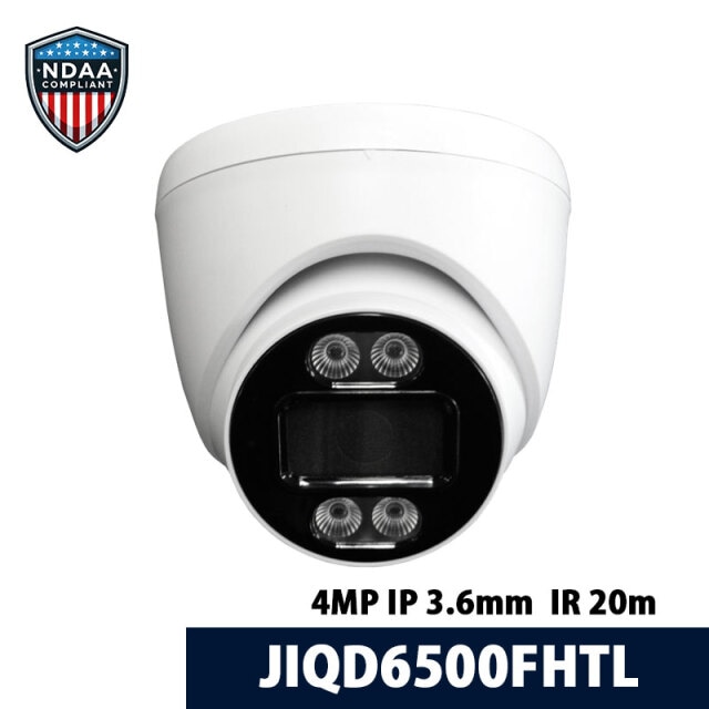 【NDAA準拠】4MP IP 屋内タレットカメラ 3.6mm JIQD6500FHTLDカード装着可能