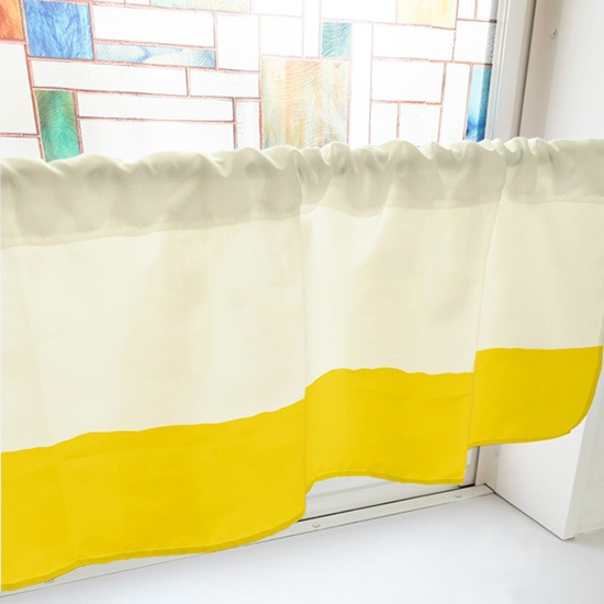 P〕カフェカーテン バイカラー 黄 (幅1000mm) No.40675【受注生産☆6