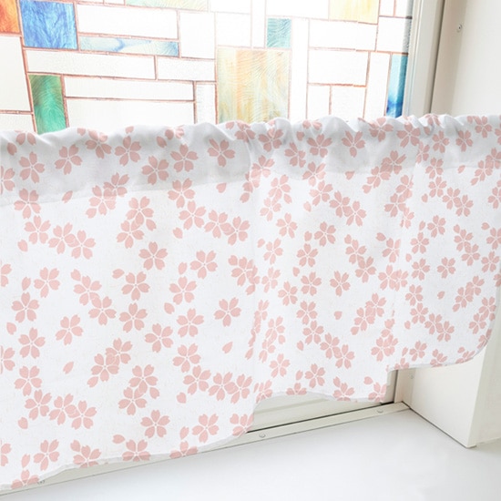 P〕カフェカーテン 桜 ピンク (幅1000mm) No.41465【受注生産☆6