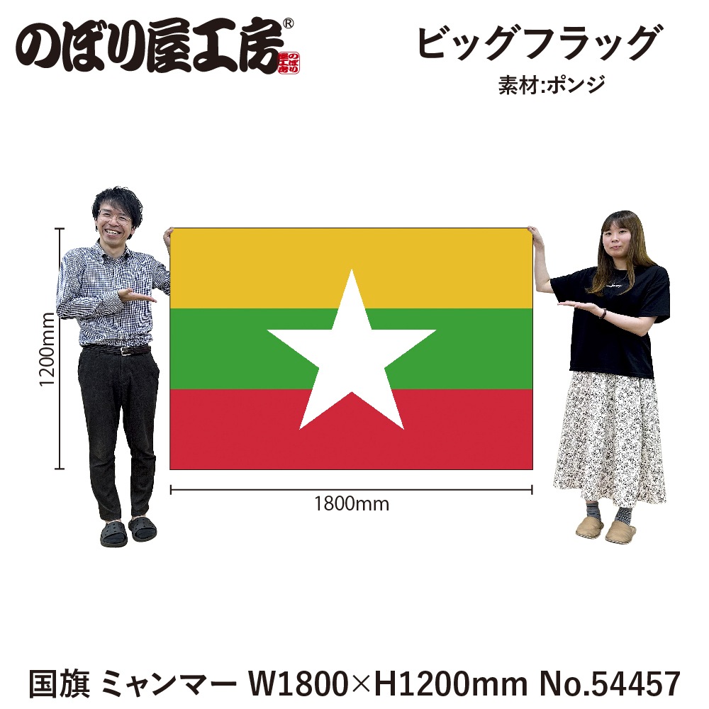 N] ビッグフラッグ小 国旗 ミャンマー 小(販促用) 54457 【受注生産品