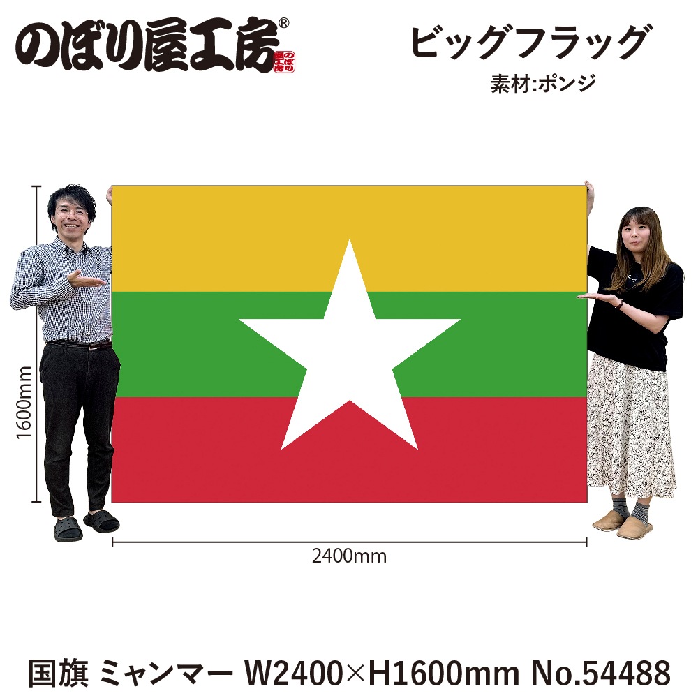 N] ビッグフラッグ大 国旗 ミャンマー 大(販促用) 54488 【受注生産品