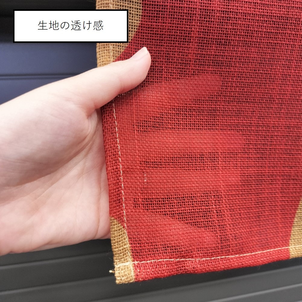 N] 麻風スラブのれん 半間 矢絣に麻の葉 カラシ No.45874 【通常在庫品