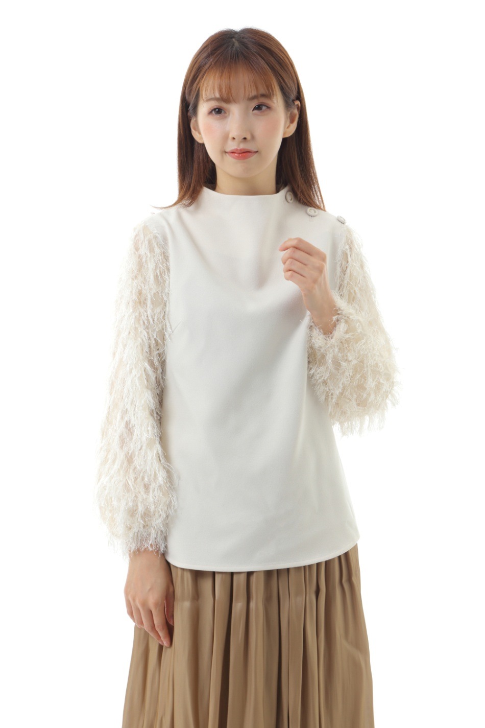 【45R】★美品★MIX秋風カディスモックブラウス　(フリーサイズ) 000000000476_mO7zyX1.jpg