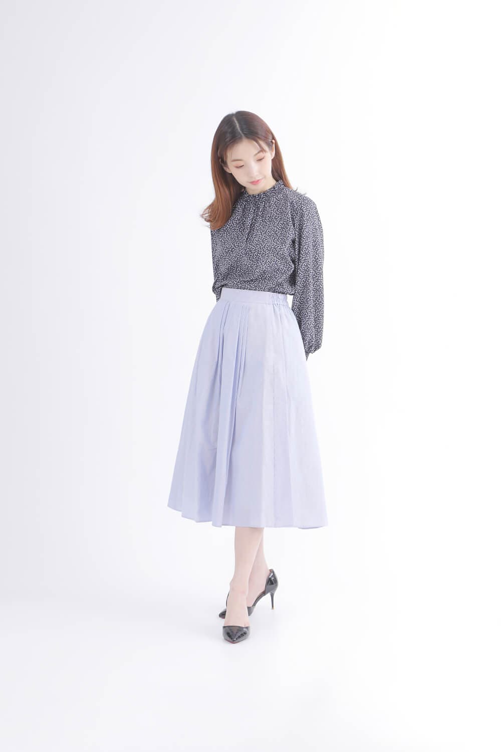 cygne ブロックチェックスカート ELFRANK スカート ブロックチェックフレアロングスカート
