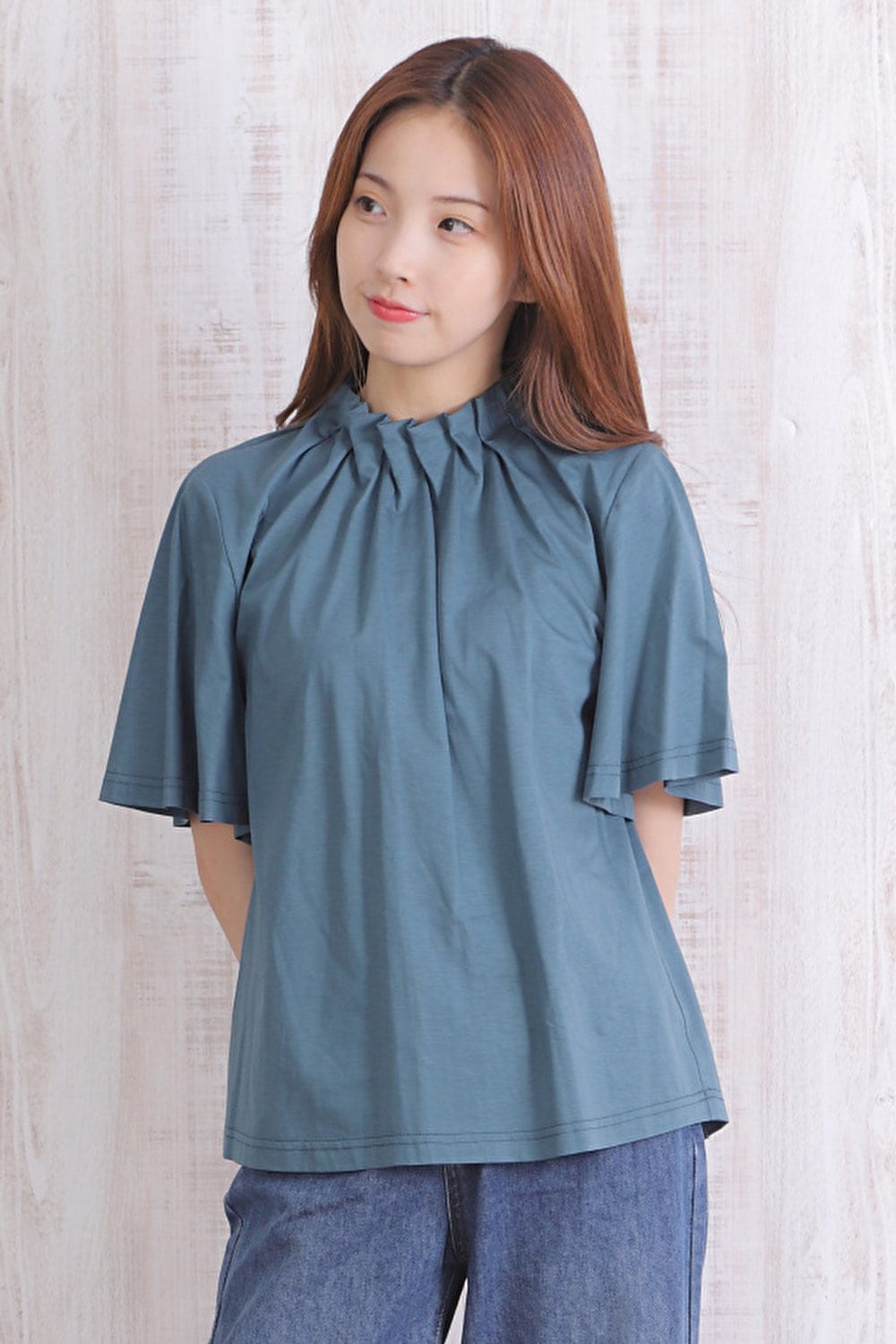 美品 24aw NON TOKYO プリント フレア リブ ハイネックカットソー