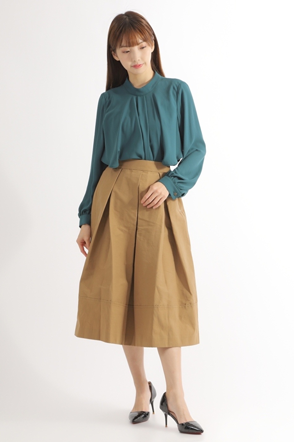 ゴールドファスナー]フロントタックギャザースカート | きれいめ