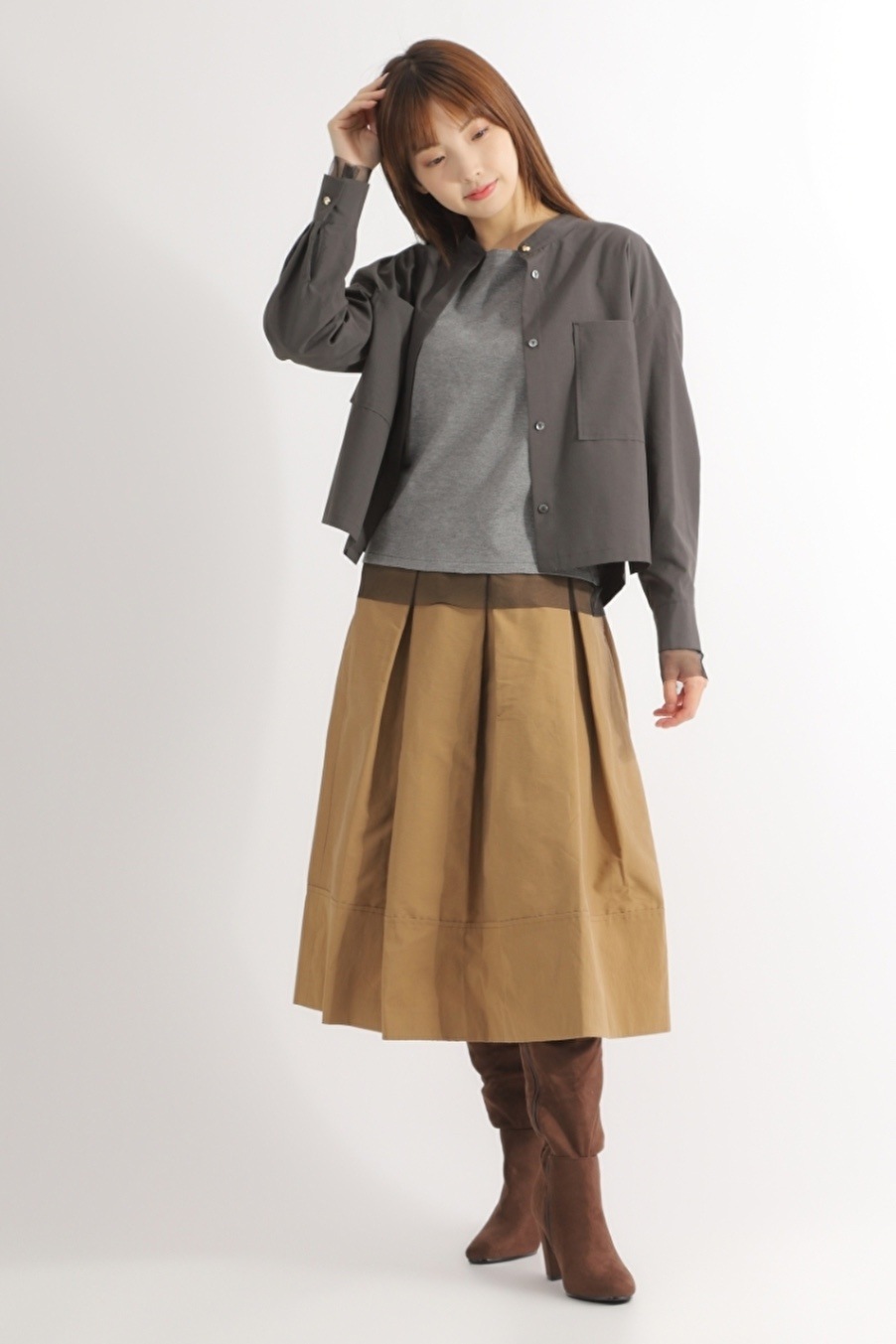 ゴールドファスナー]フロントタックギャザースカート | きれいめ